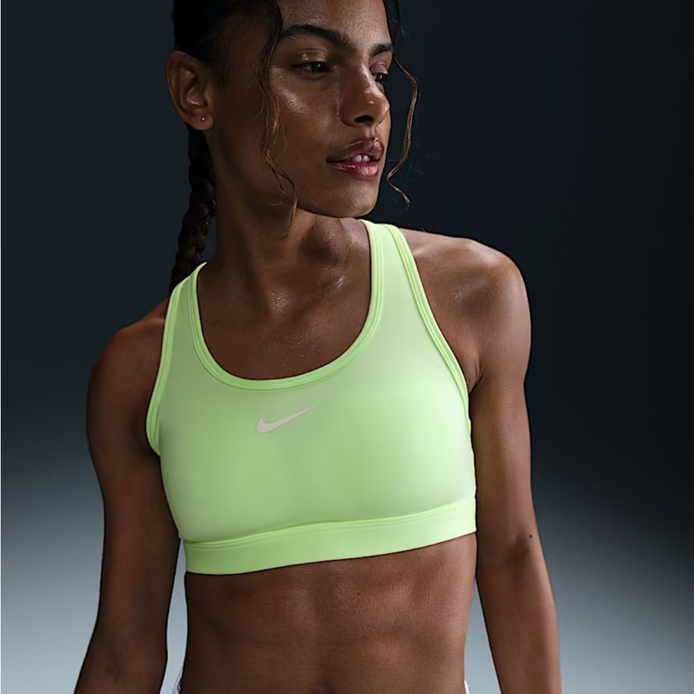 Nike Swoosh Med Support Padded Racerback Womens MedSports Bra Barely Volt